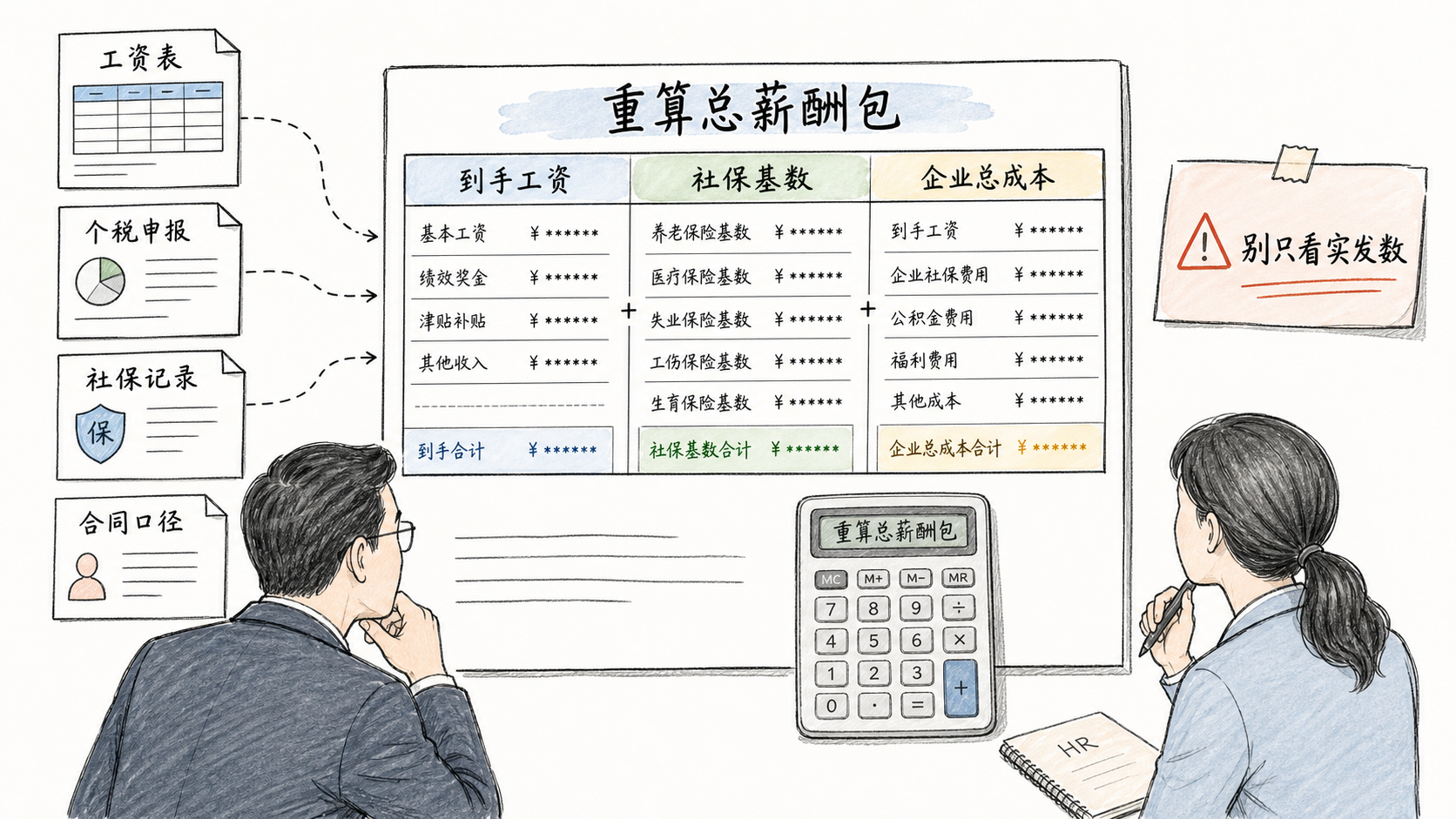 社保夯实后重算总薪酬包